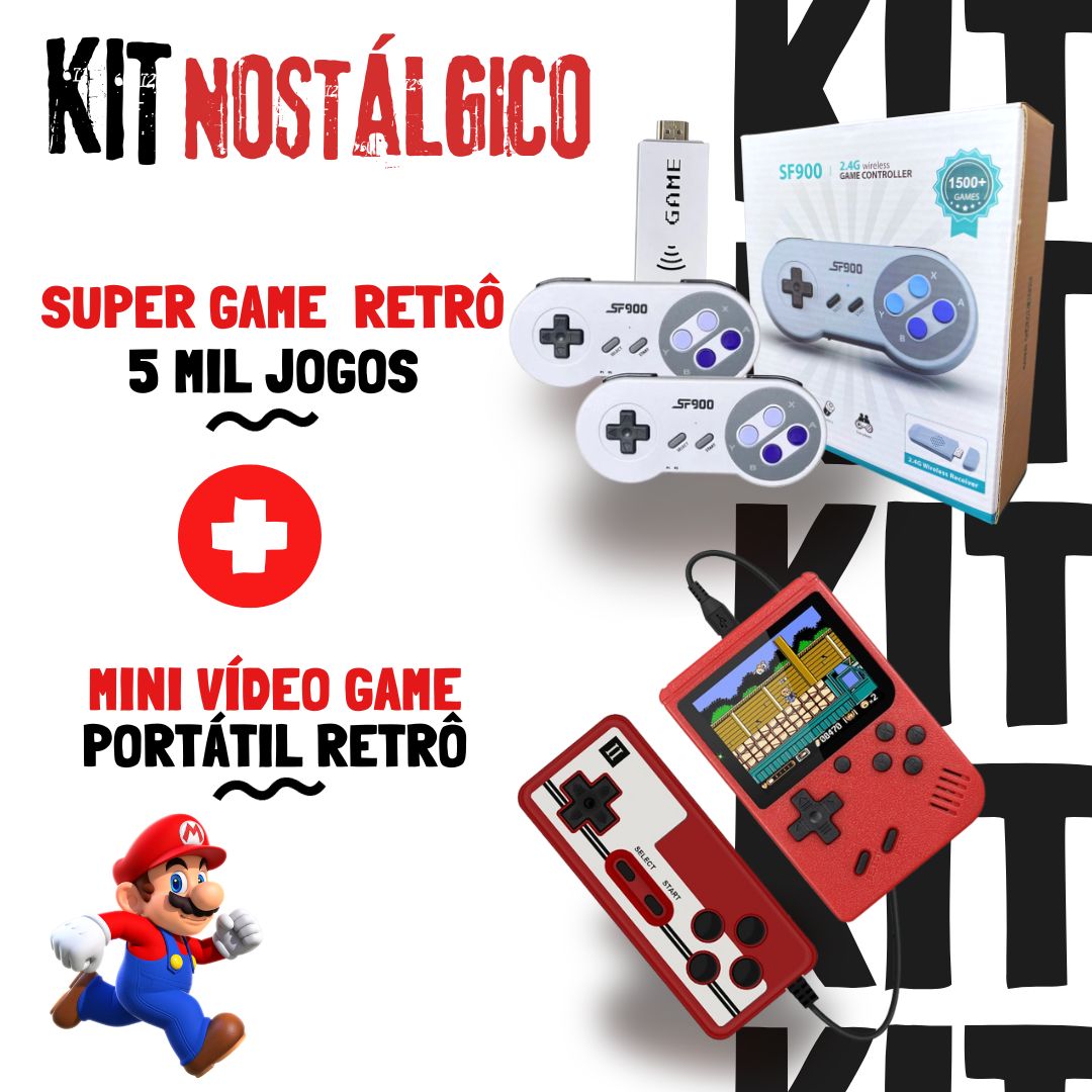 Kit Nostálgico Master - Super Game Retrô 5 Mil Jogos + Mini Vídeo Game Portátil 🔥