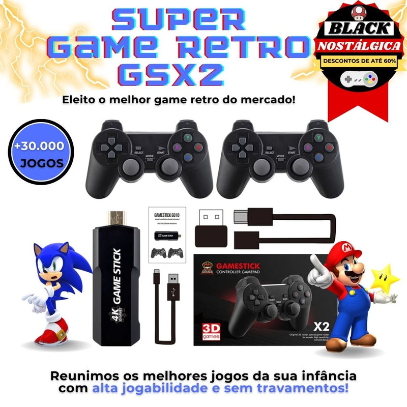 Super Game GSX2 + Brinde Retrô - Black Nostálgica🔥