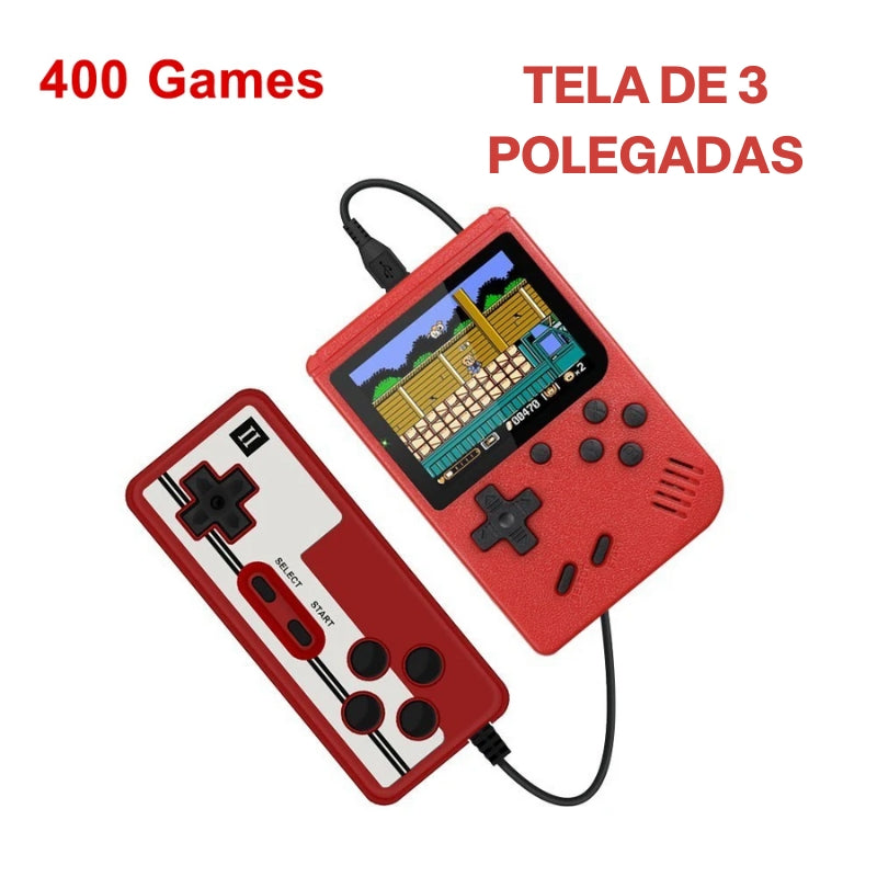 Mini Game Portátil Retrô + Controle Vermelho