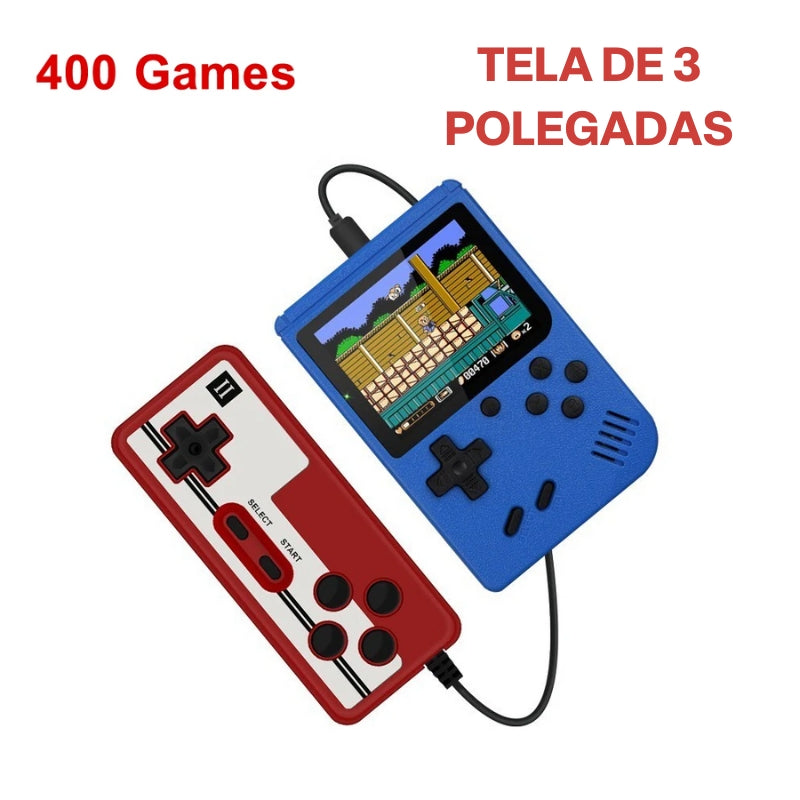 Mini Game Portátil Retrô + Controle Azul