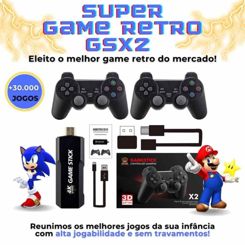 Vídeo Game Stick + 2 Controles Sem Fio